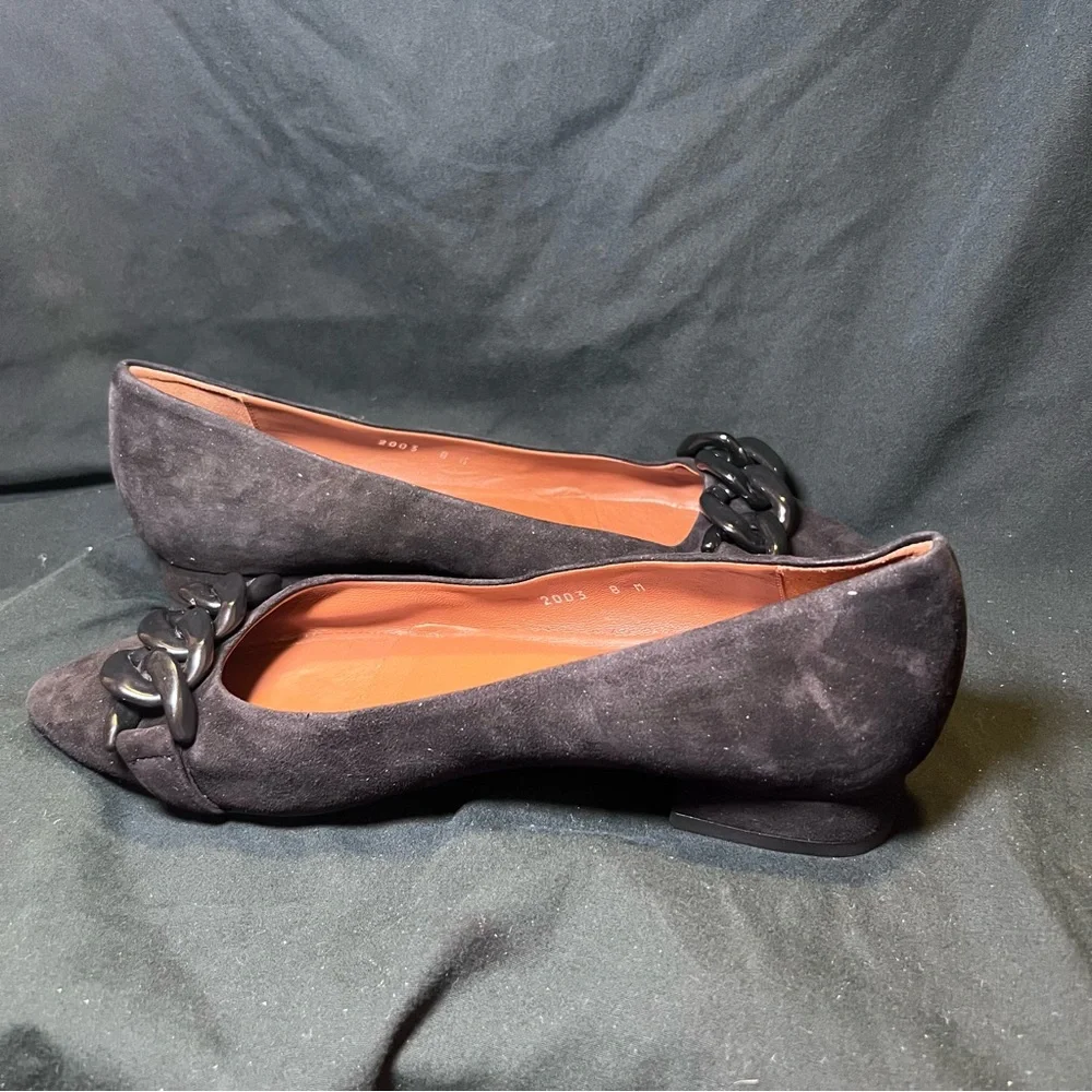 NWOT AQUATALIA PALINA SUEDE CHAIN BALLERINA FLATS IN BLACK SZ 8 - Picture 4 of 8